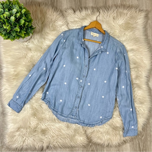 Anthropologie Tops - Cloth & Stone Anthropologie Chambray Polka Dot Top